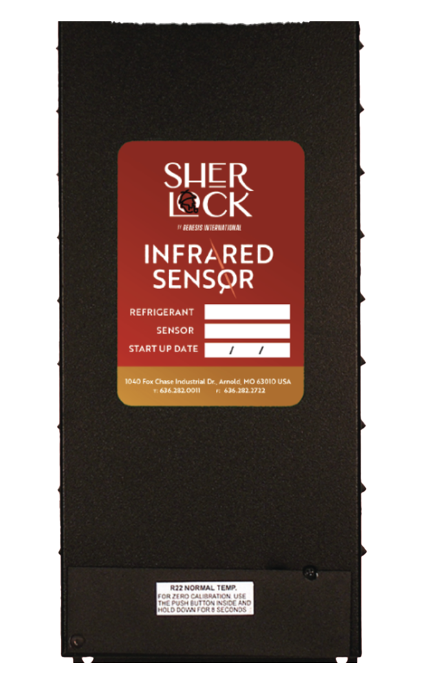 A black box with a red label that says sher lock infrared sensor