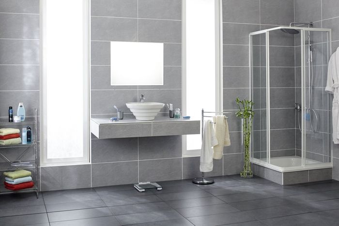 Bathroom With Gray Tiles — Indent Tile Centre Taree, NSW