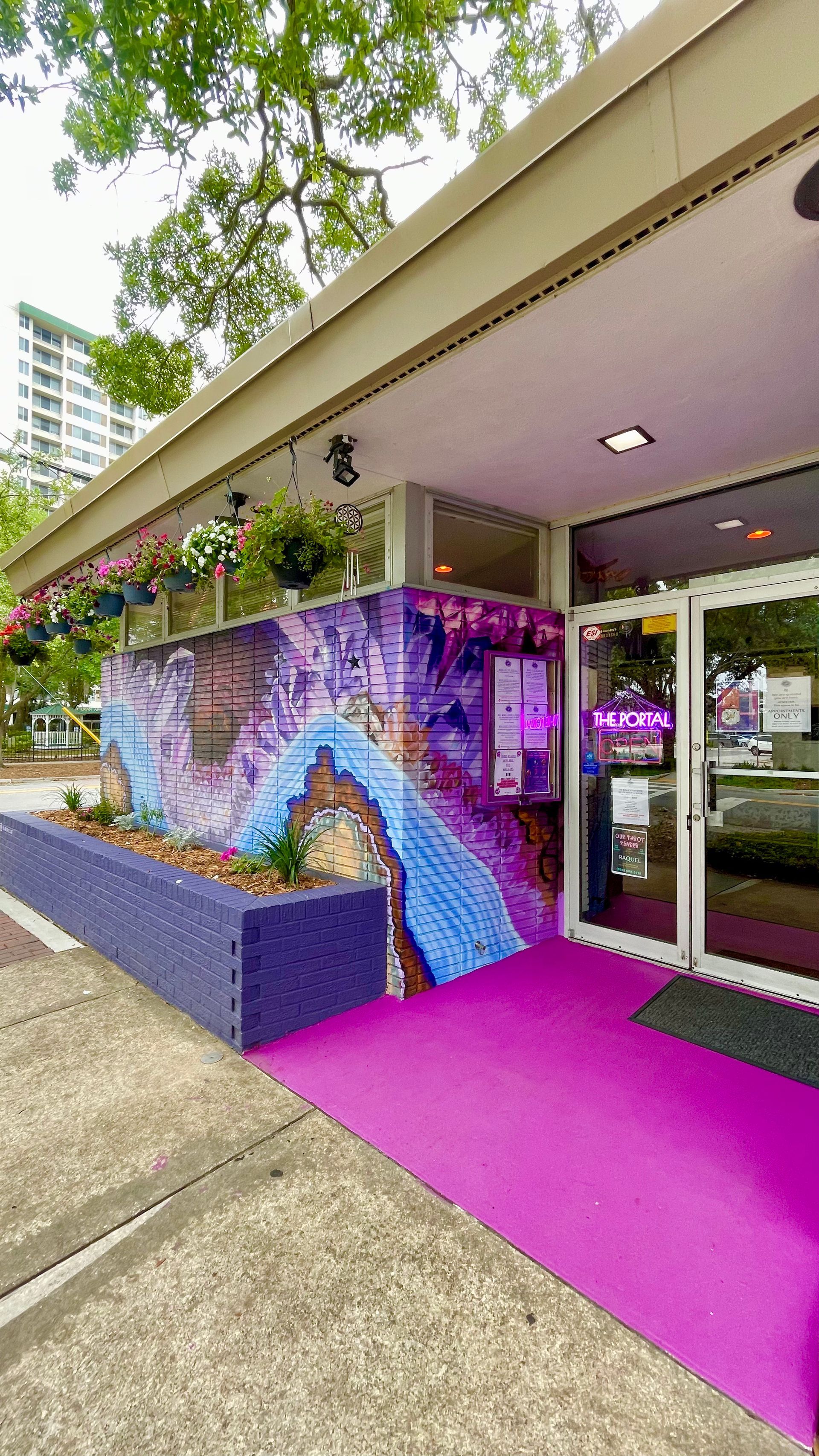 Spray Painted mural located at The Portal in Riverside 5 Points Jacksonville, Florida. Features mystical crystals and gemstones.