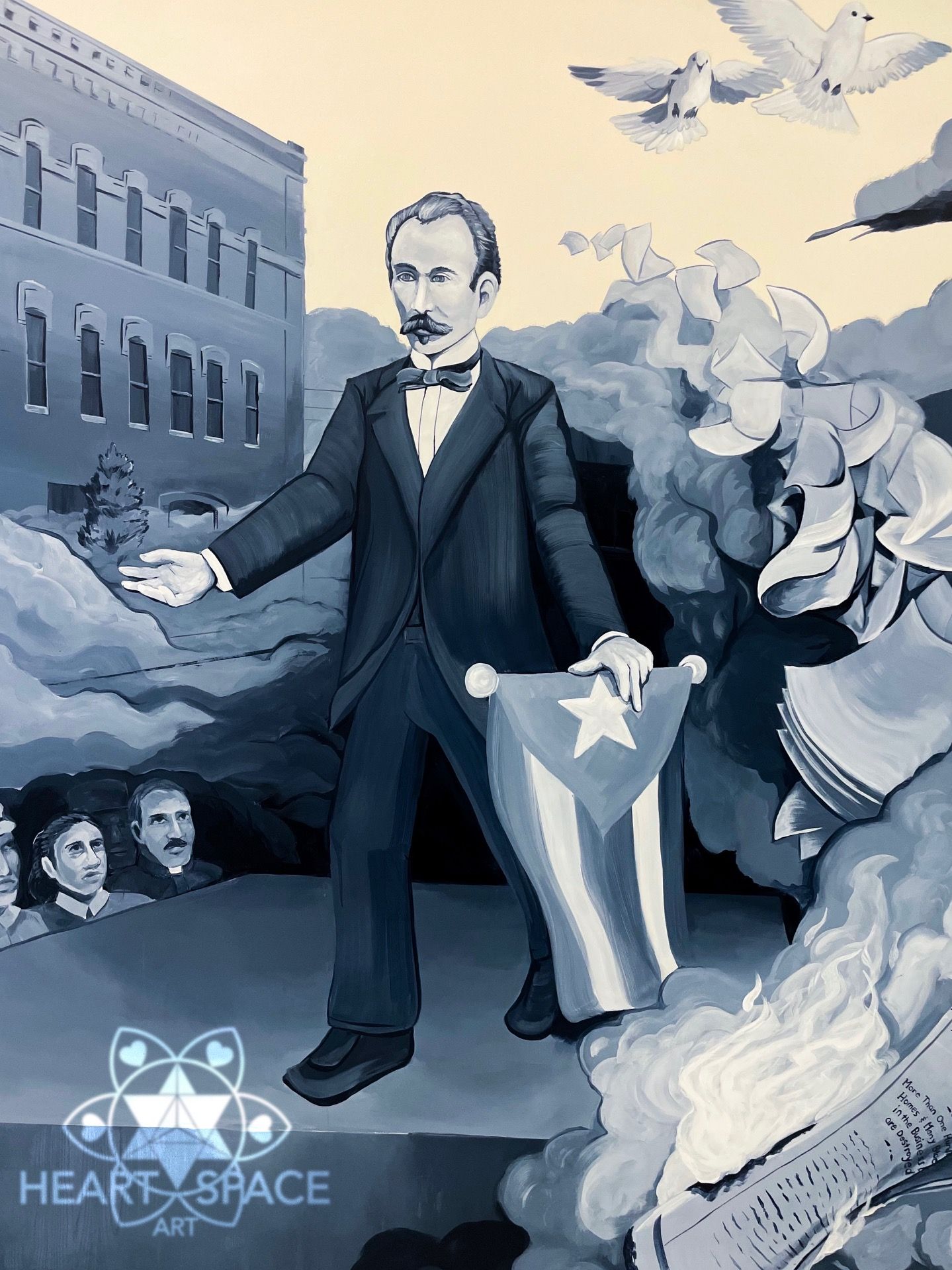 historic mural. murals in florida. realistic mural. black and white mural. mural art. public art. cigar mural.