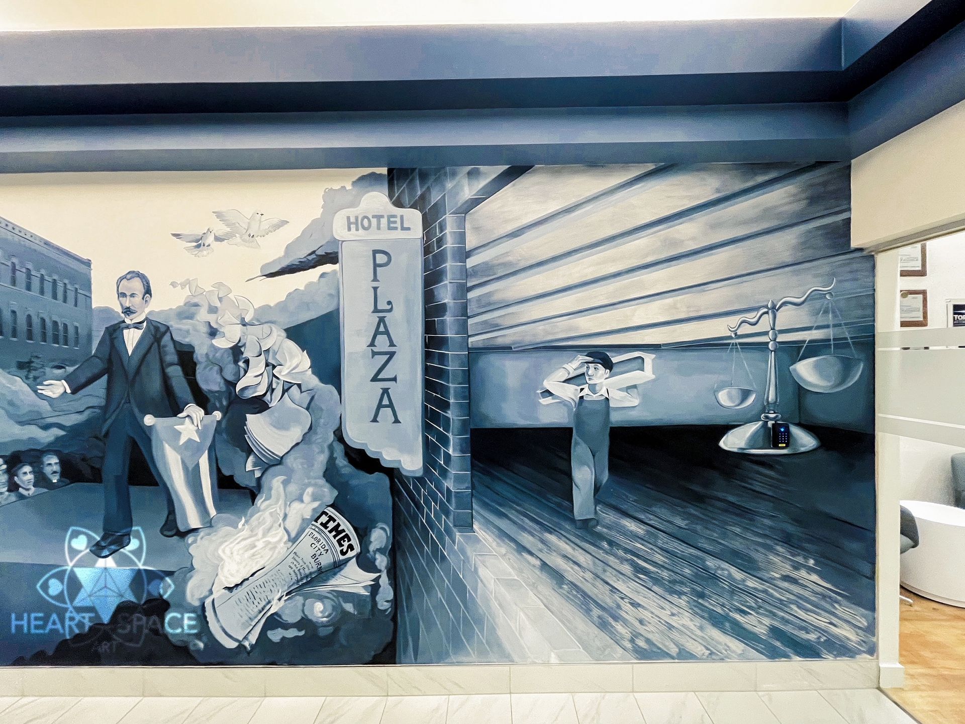 historic mural. murals in florida. realistic mural. black and white mural. mural art. public art. cigar mural.