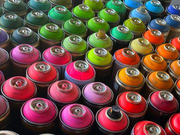 Spray paint cans, heartspace's collection of colors featuring Montana Colors