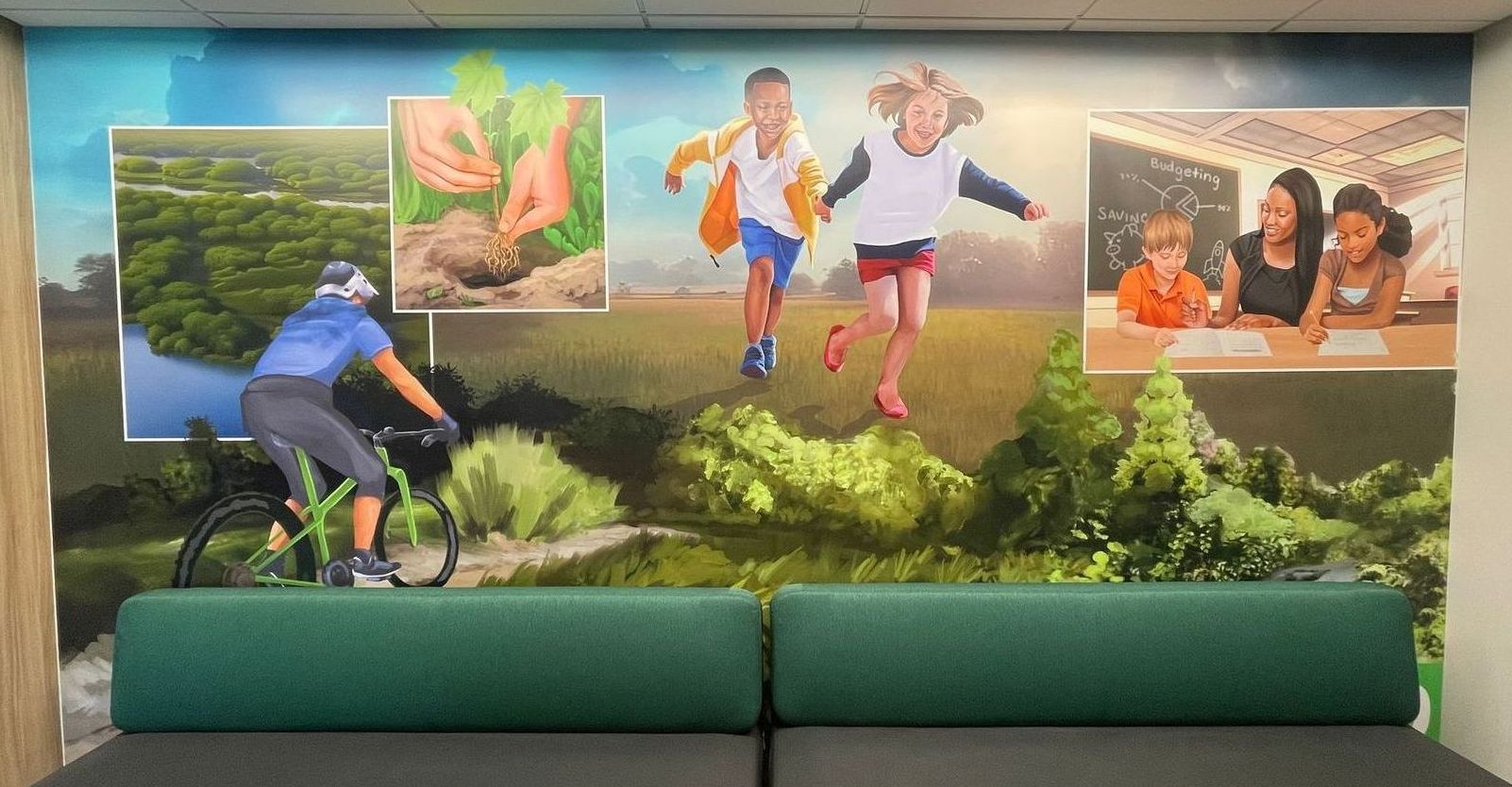 mural in bank. bank murals. murals in jacksonville, fl. murals in florida. realistic mural. mural art. public art. 