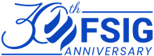 Blue logo for the 30th FSiG anniversary.
