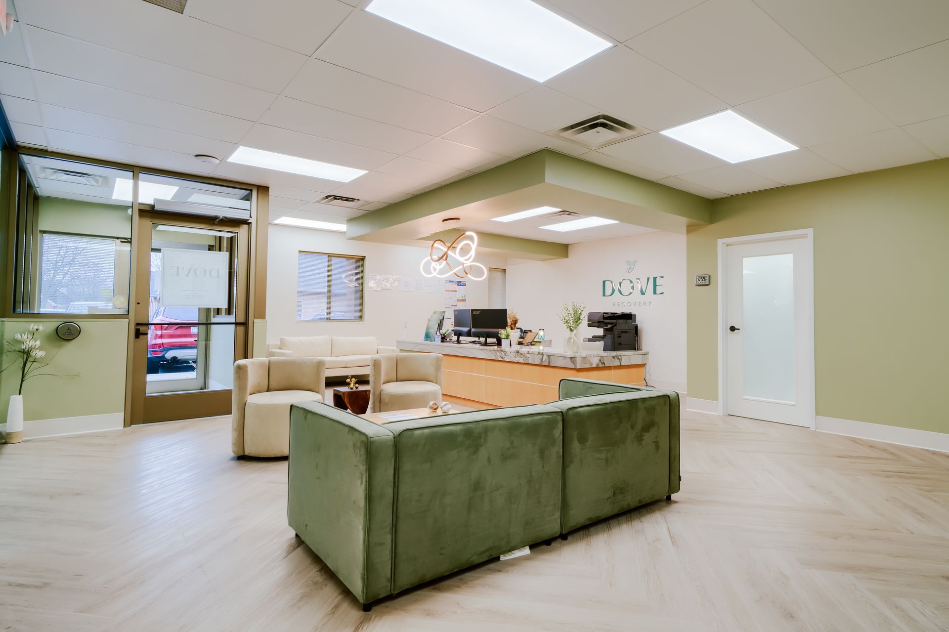 there is a couch in the middle of the room .