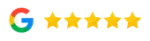 Um logotipo do Google com cinco estrelas em um fundo branco.