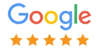 Google logo with five orange stars below.
