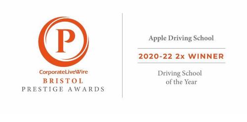 A logo for apple driving school Bristol prestige awards