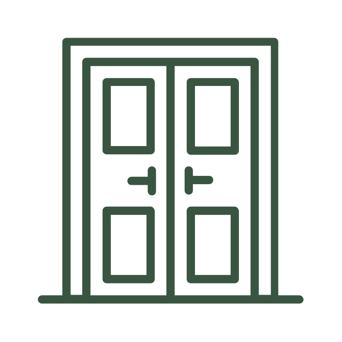 Double door with two rectangular panels on each door, green outline.
