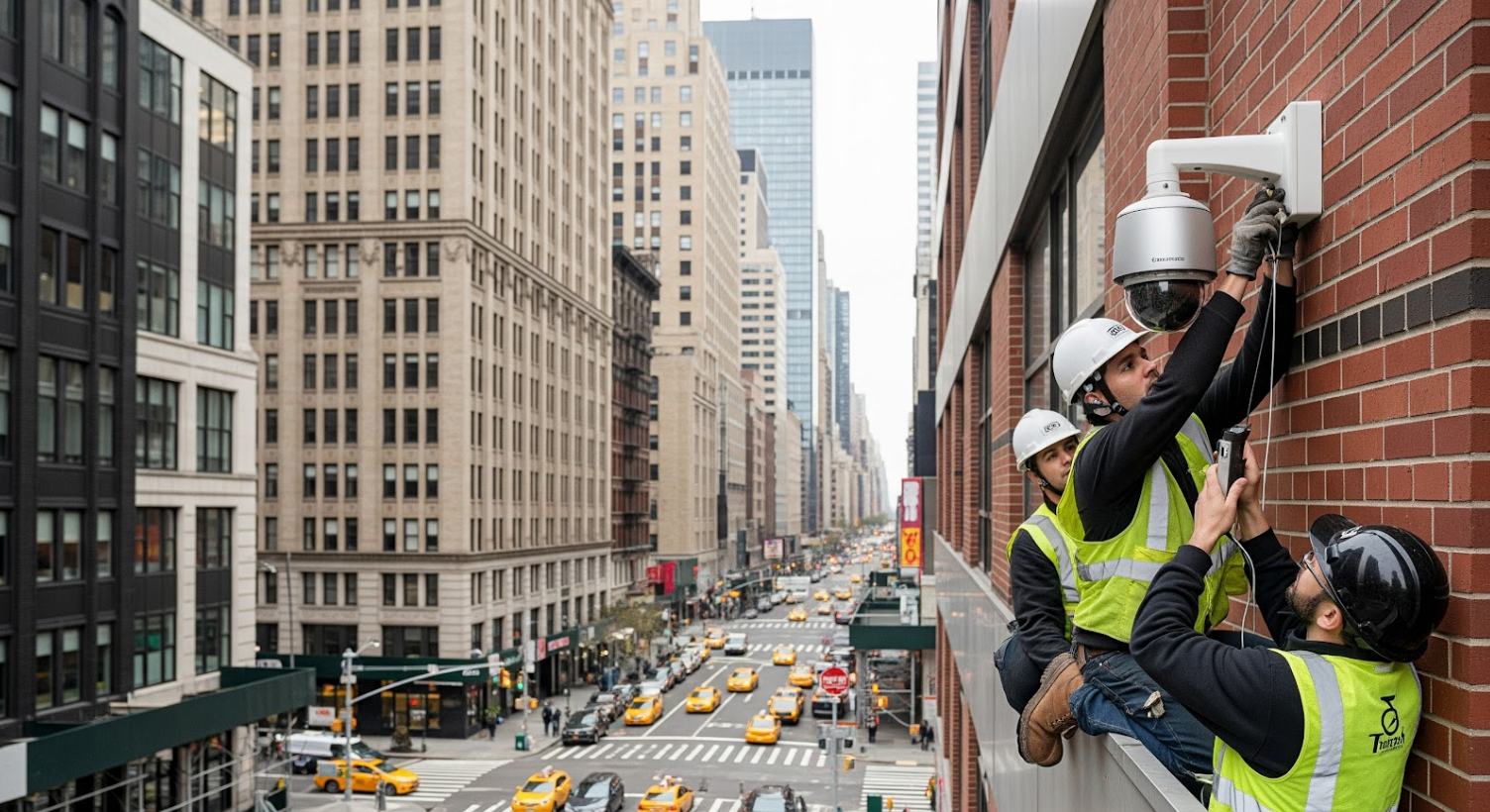 Commercial security camera installed at NYC business storefront