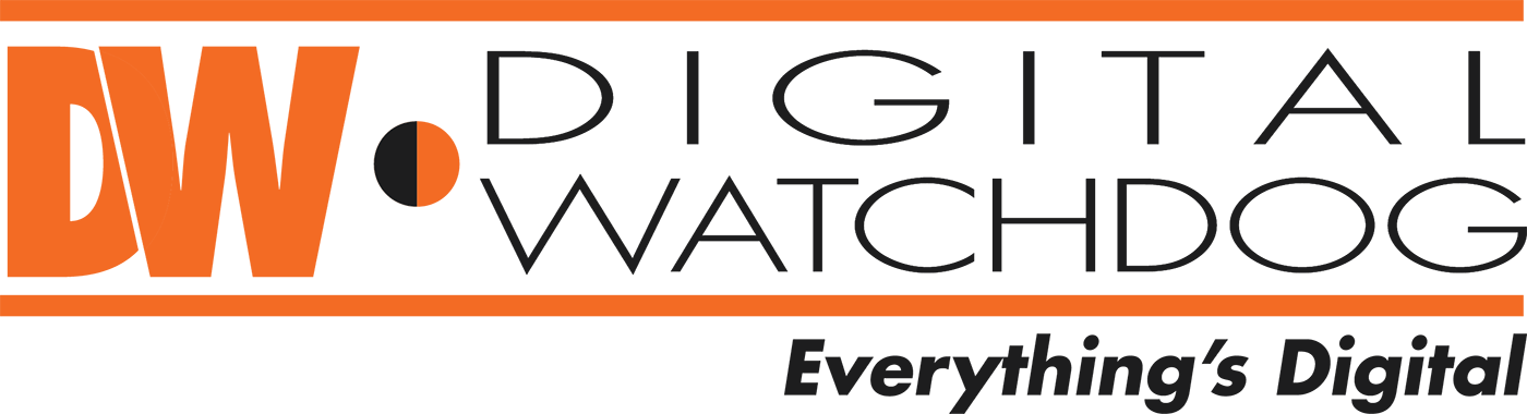 Digital Watchdog logo: Orange DW initials, black dot,