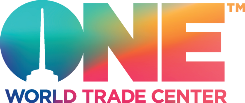 Logo of One World Trade Center, with a colorful