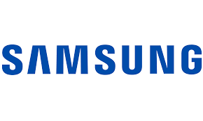 Samsung logo in blue text.