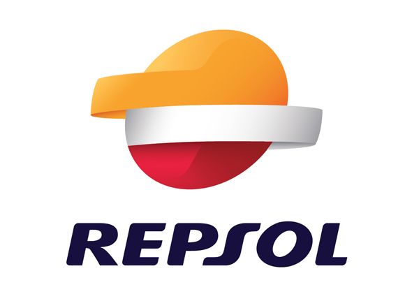 Een repsol-logo op een witte achtergrond
