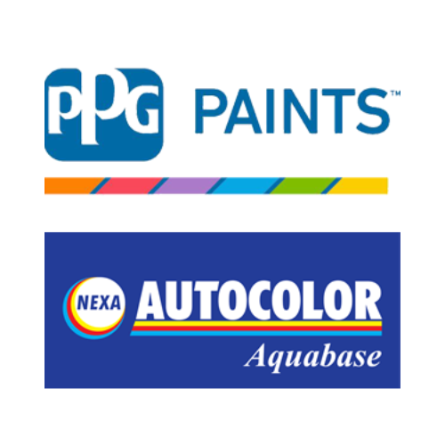 Twee logo's voor ppg paints en nexa autocolor aquabase