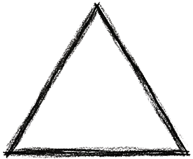 Black, hand-drawn triangle shape on a white background.