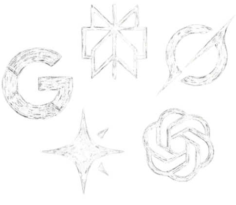 Logos for Google, a star, an abstract geometric shape, and an infinity knot.
