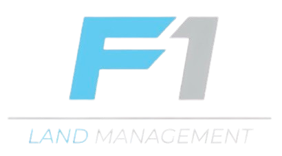 Logo for F1 Land Management: blue "F1" next to a gray "1," with "LAND MANAGEMENT" underneath.