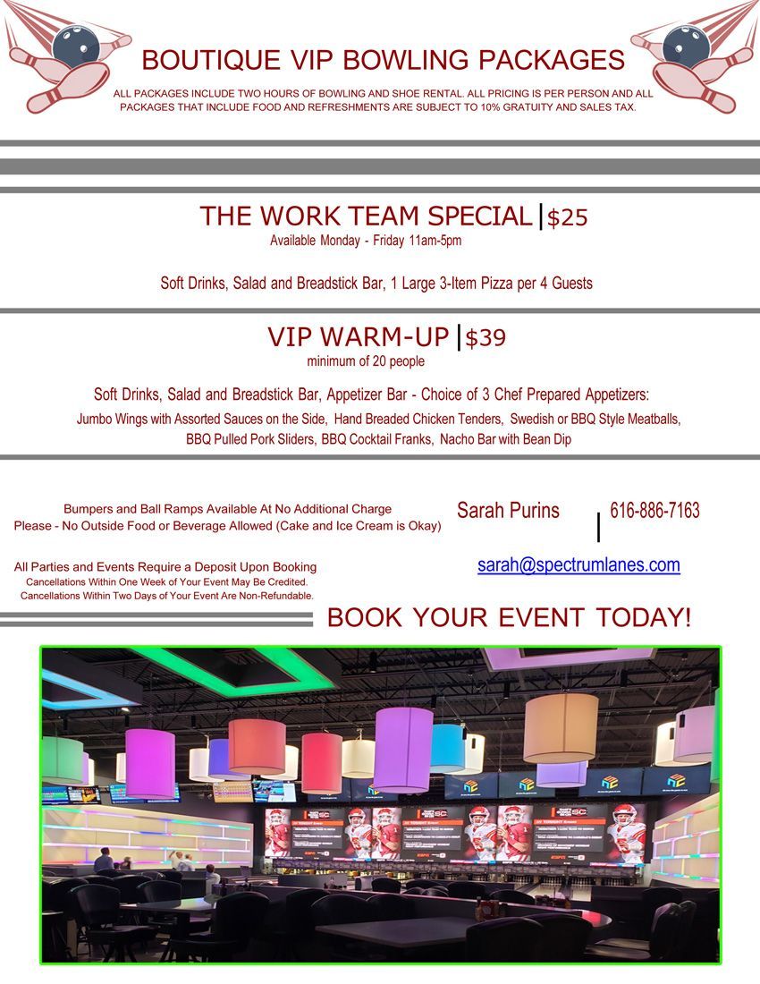 Spectrum Entertainment Complex VIP Bowling Party Packages