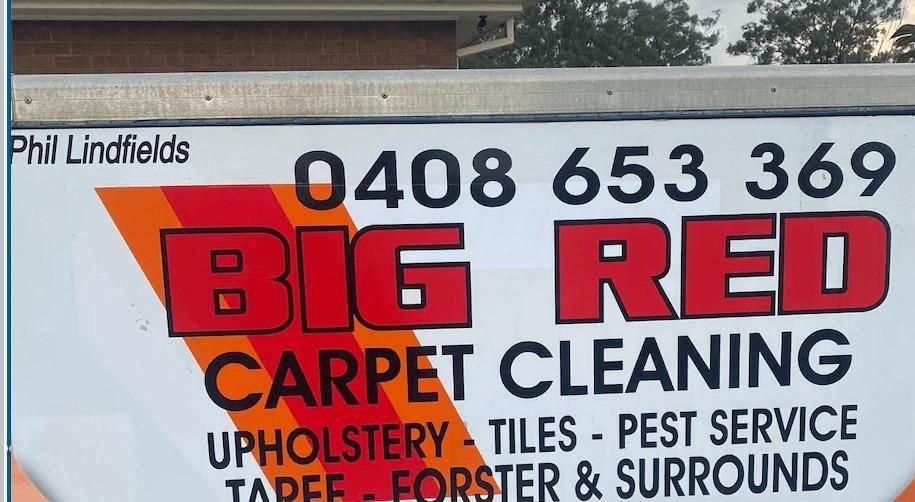 A Sign For Phil Lindfields Big Red Carpet Cleaning — Lindfield’s Big Red Carpet Cleaning & Pest Control in Taree, NSW