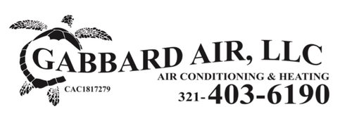 A black and white logo for gabbard air llc air conditioning and heating