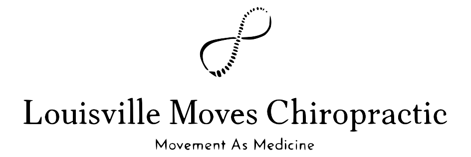 Louisville Moves Chiropractic logo with the tagline “Movement As Medicine” on a white background