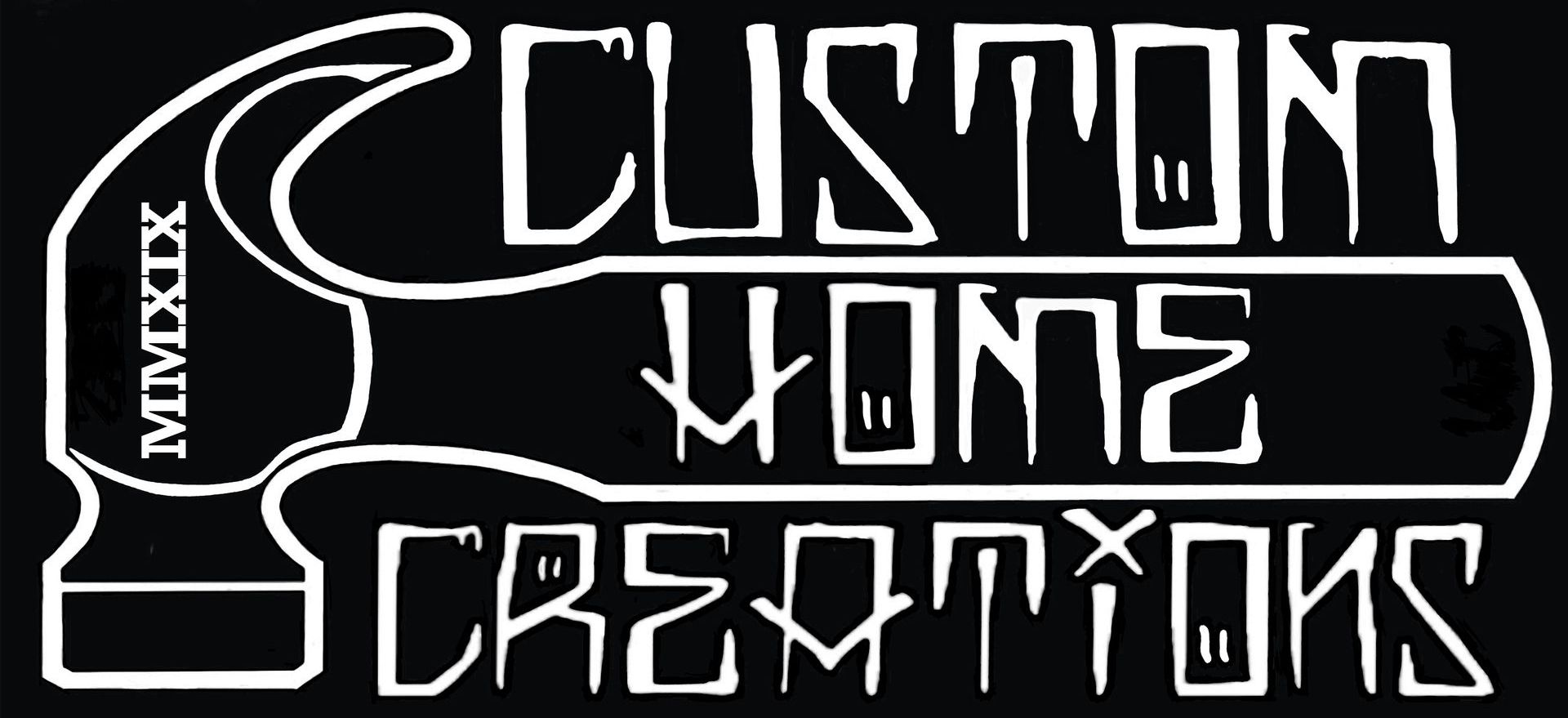 A black and white logo for custom home creations