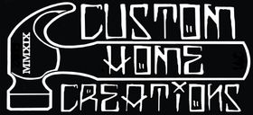 A black and white logo for custom home creations