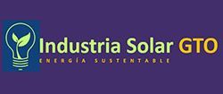 Logotipo de Industria Solar GTO, que muestra una bombilla con hojas sobre un fondo morado.