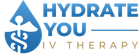 A blue logo for hydrate you iv therapy