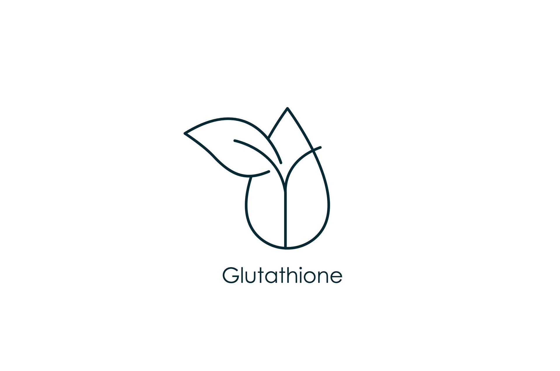 A line drawing of a flower with leaves and the word glutathione.