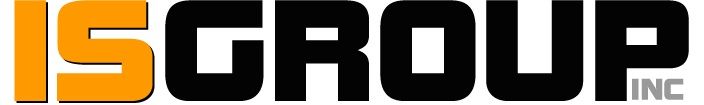 IS Group INC logo, orange and black text.