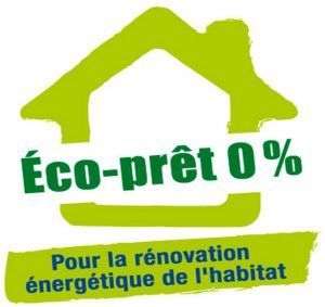 Un logo vert et blanc qui dit éco-pret 0 %