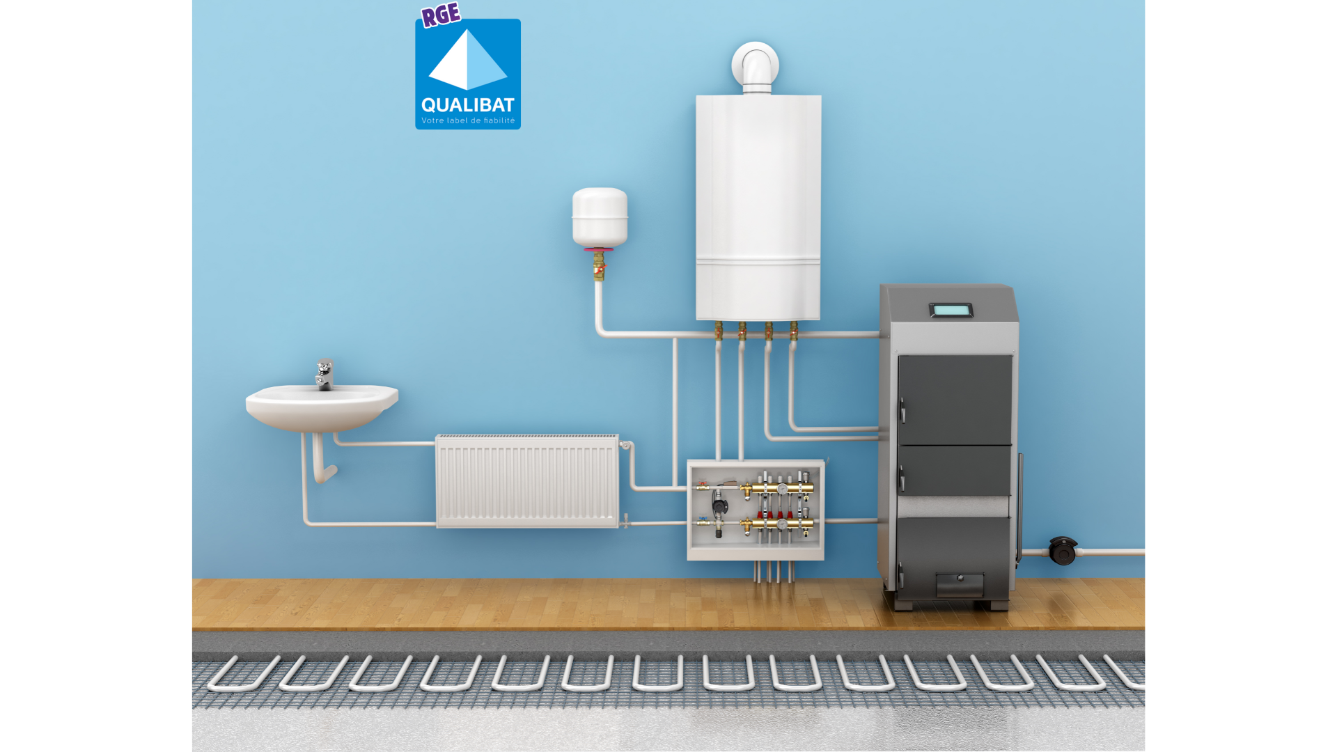 Un schéma d'un système de chauffage dans une salle de bain