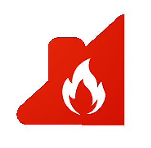 Une icône rouge avec une flamme blanche dessus