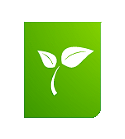 Un carré vert avec deux feuilles blanches dessus.