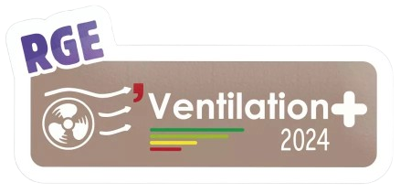Un autocollant qui dit rge ventilation + 2024 avec un ventilateur dessus.