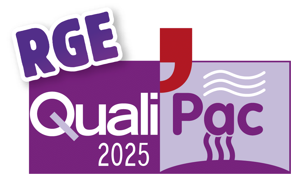 Un logo violet et rouge pour rge quali pac 2025