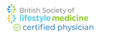 British Society of Lifestyle Medicine certified physician logo with green and blue text and icons
