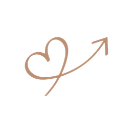 Brown heart-shaped arrow pointing up-right on a white background
