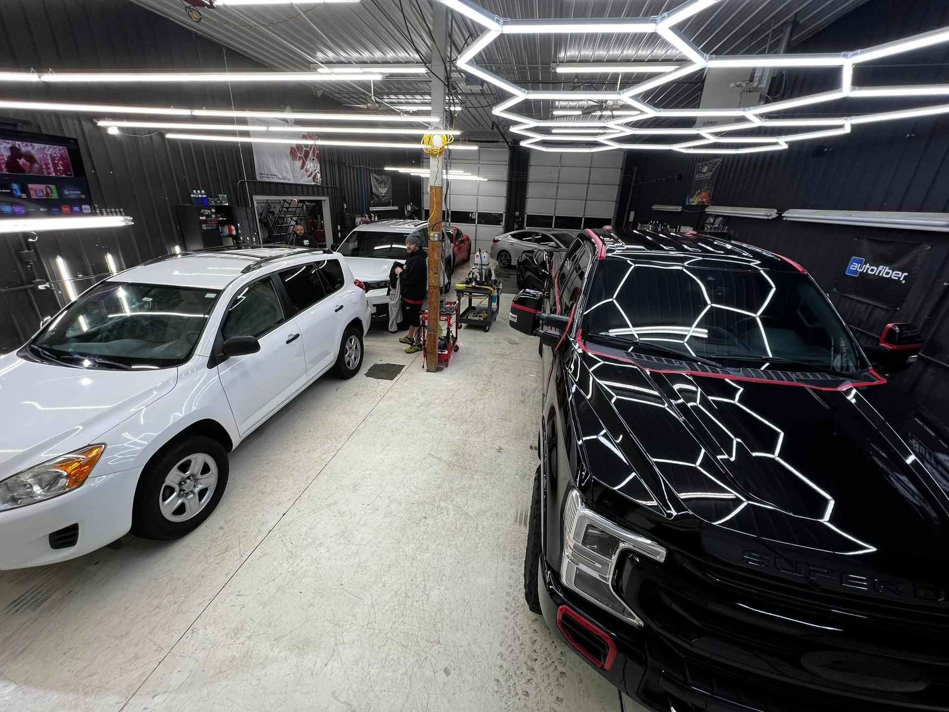 full detail of white chevy truck