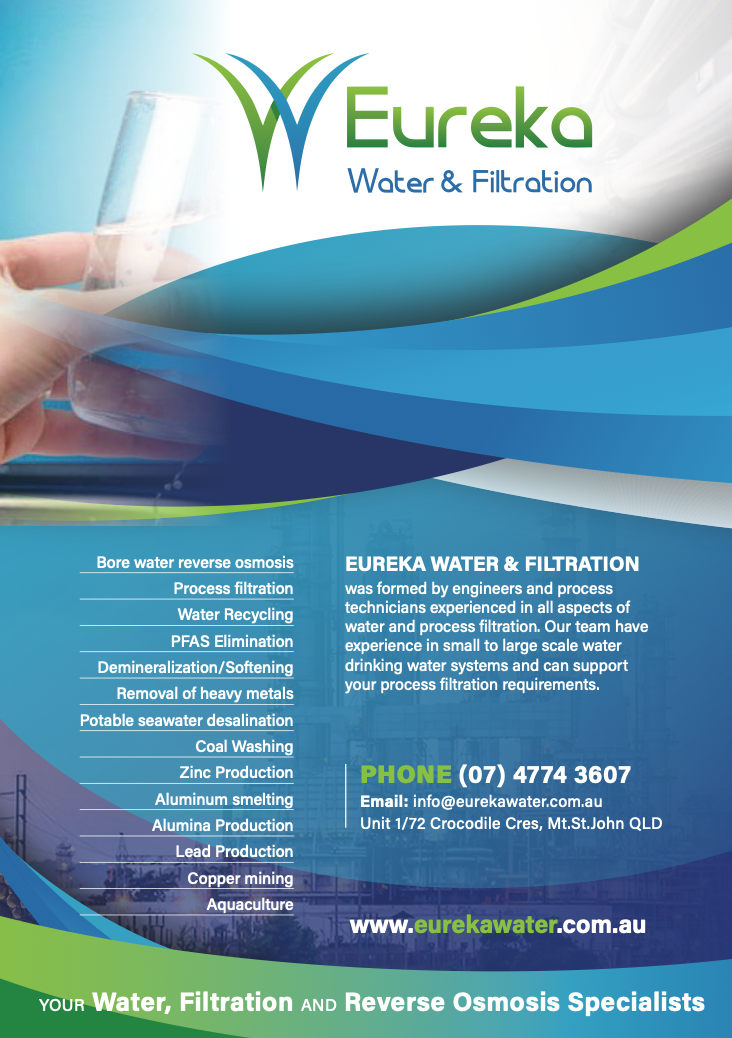 An advertisement for eureka water and filtration shows a person holding a glass of water — Eureka Water & Filtration In Mount St John, QLD