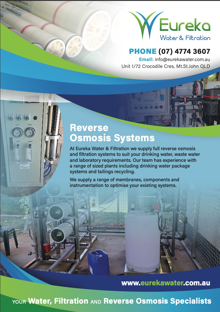 An advertisement for reverse osmosis systems by eureka — Eureka Water & Filtration In Mount St John, QLD