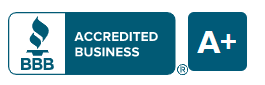 A blue sign that says accredited business a+