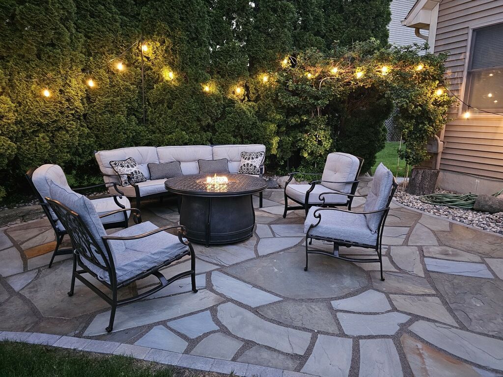 Brick Paver patio. flagstone patio