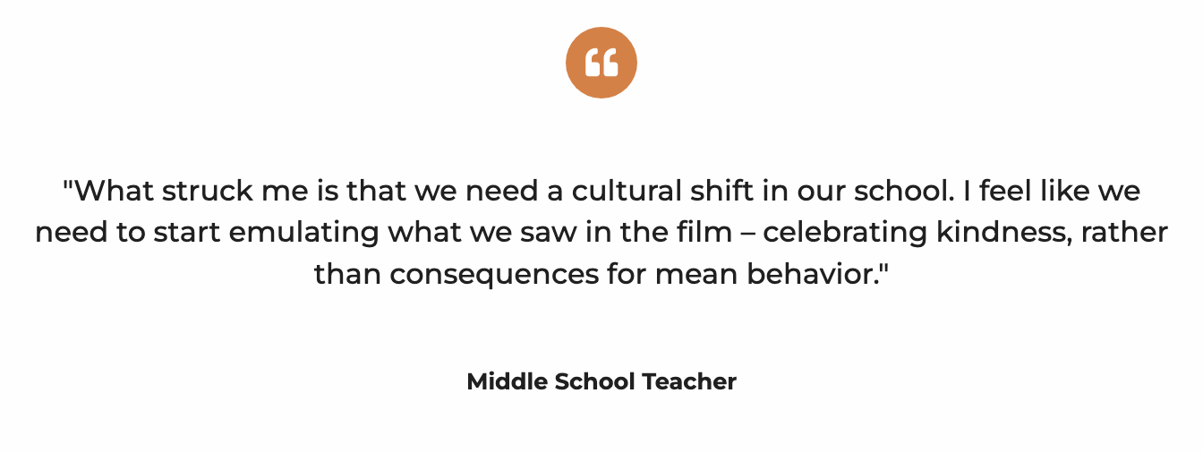 A quote from a middle school teacher that says what struck me is that we need a cultural shift in our school.