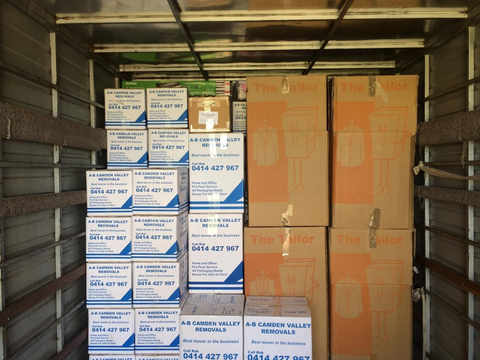 A bunch of boxes are stacked on top of each other