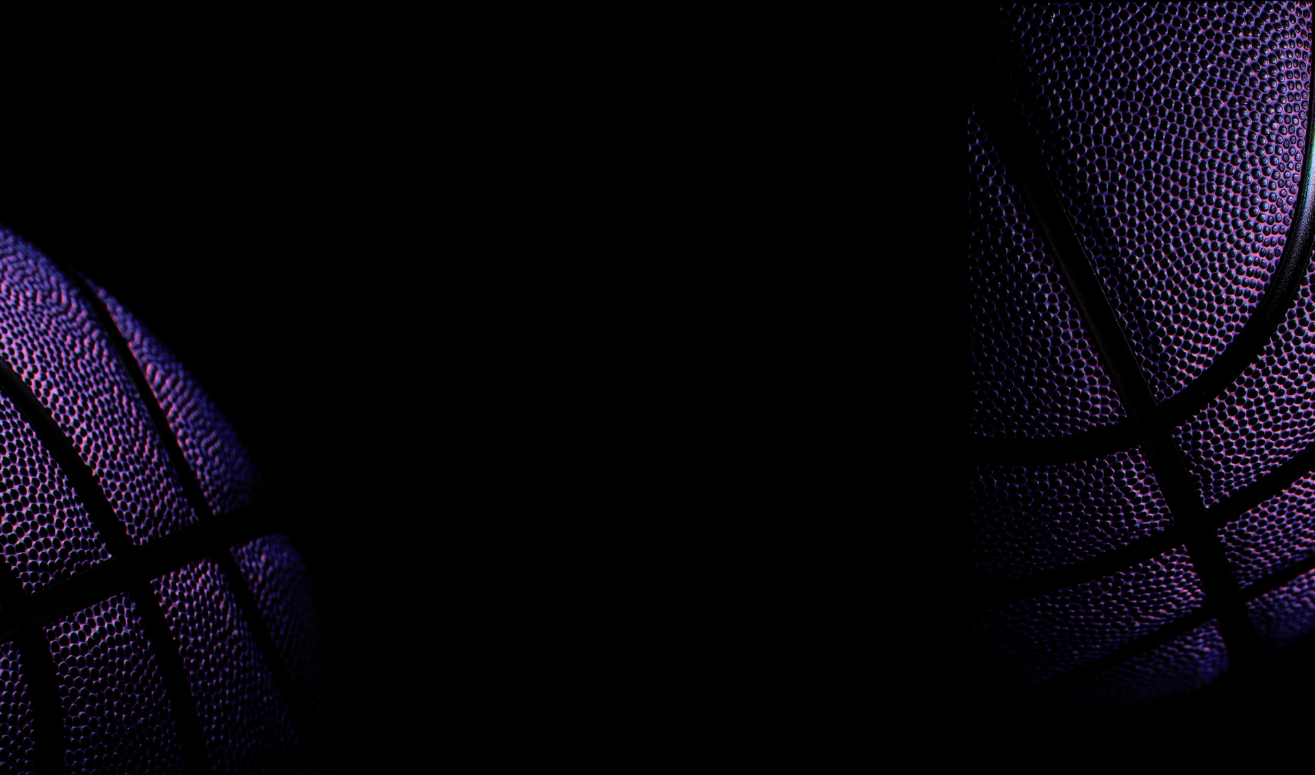 Abstract purple basketballs on a black background, partially visible at the left and right edges