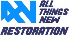 a blue logo for all things new restoration