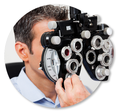 Eye Doctor — Man Having His Eyes Examined in Denton, TX